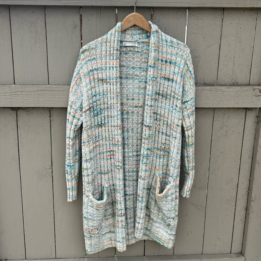 Anthropologie Space-Dyed Longline Cardigan Sweater Size M Bohemian Cottagecore - Picture 5 of 12